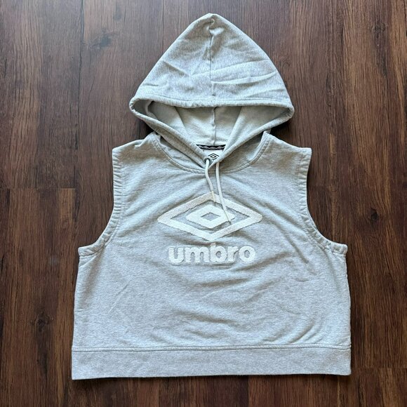 Umbro Urban Outfitters Gray Sleeveless Crop Hoodie Sweatshirt XXL - Picture 8 of 9
